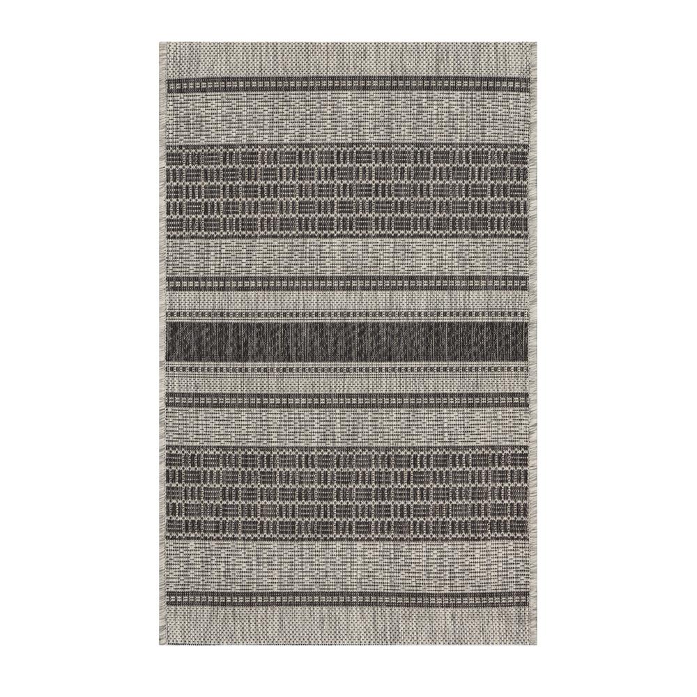 2’ x 3’ Monochrome Striped Indoor Outdoor Scatter Rug Gray / Black. Picture 8