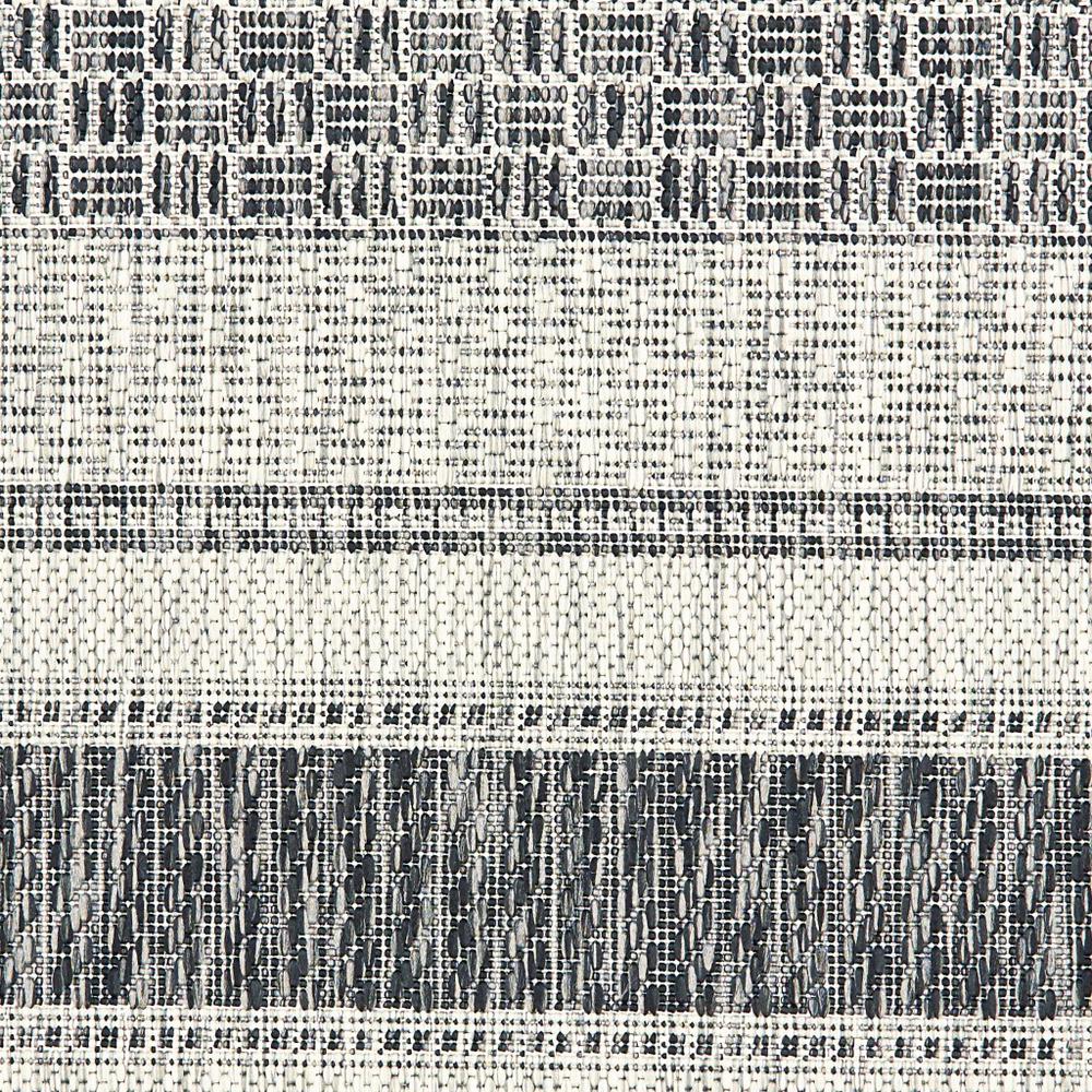 8’ x 10’ Gray Stripe Indoor Outdoor Area Rug Gray / Black. Picture 2