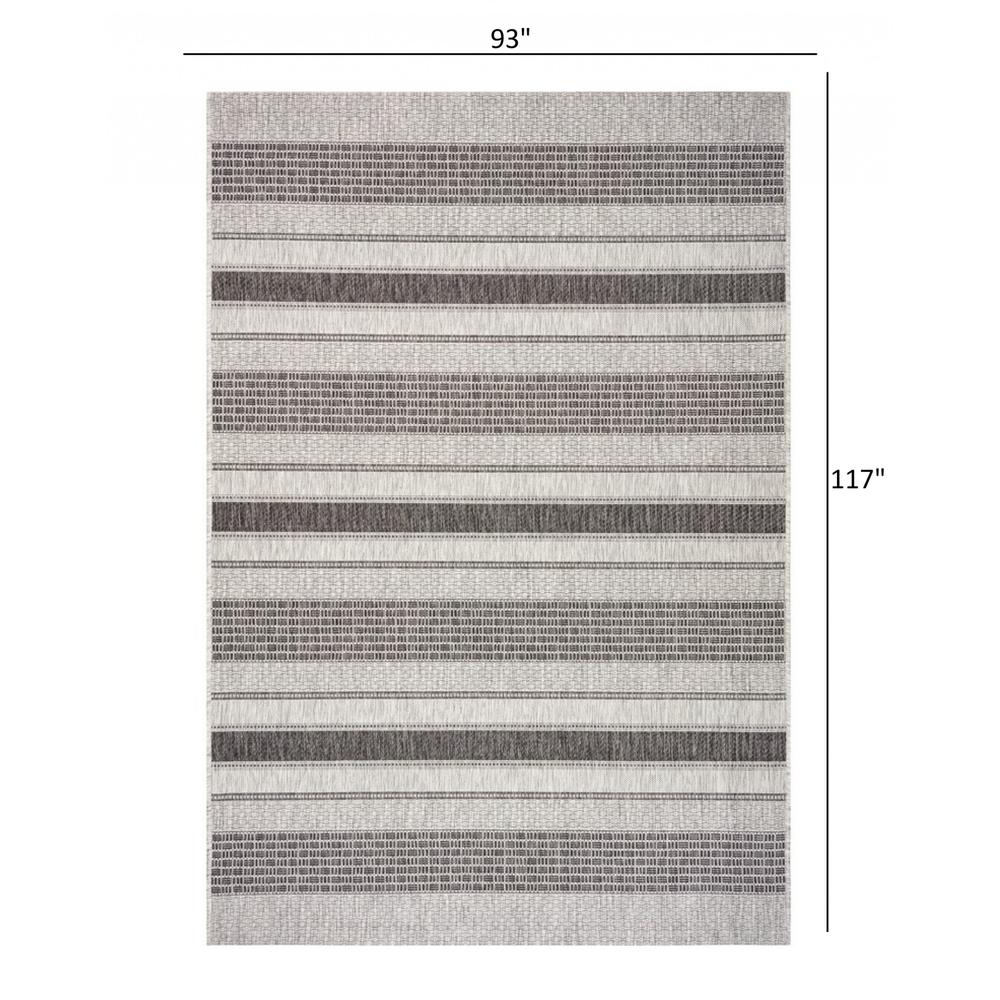 8’ x 10’ Gray Stripe Indoor Outdoor Area Rug Gray / Black. Picture 8