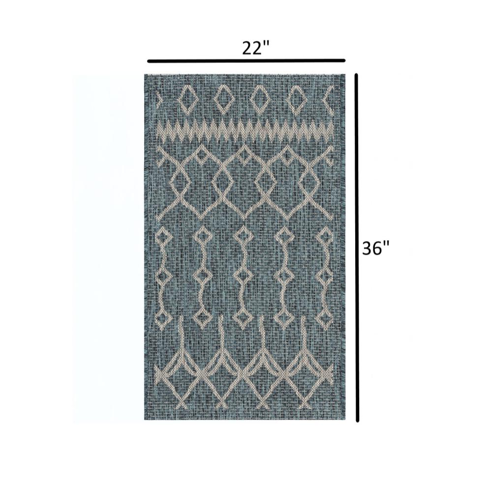 2’ x 3’ Blue Array Indoor Outdoor Scatter Rug Blue / Gray. Picture 7