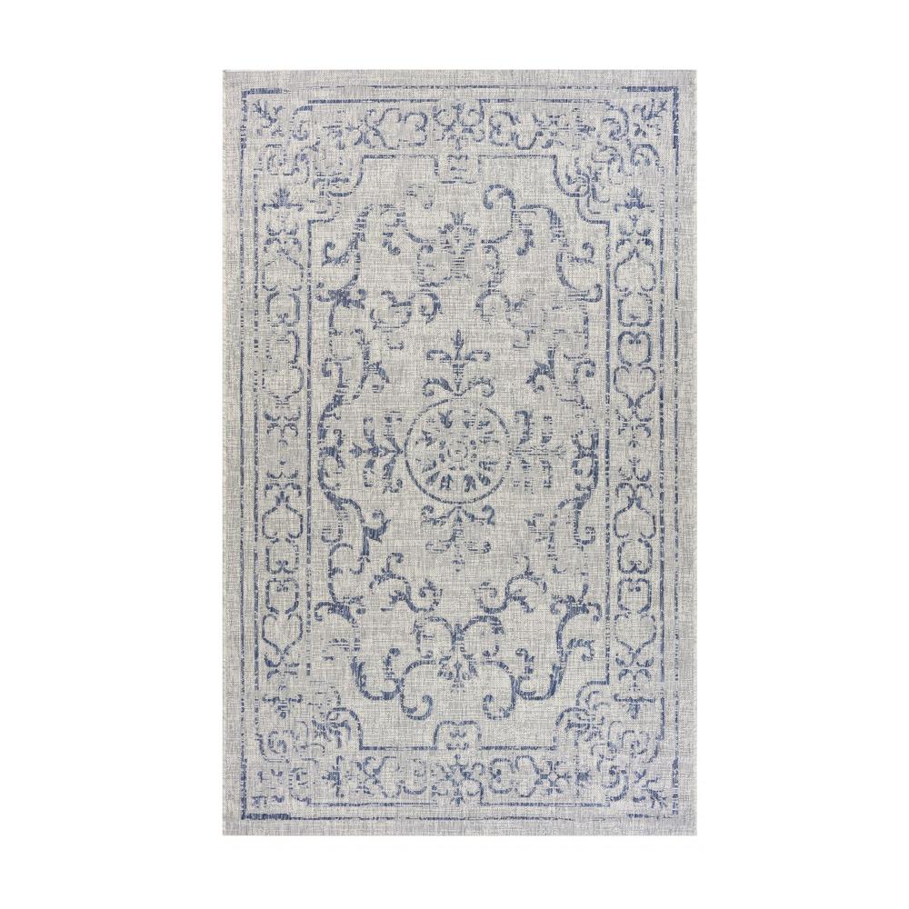 2’ x 3’ Blue Ornate Indoor Outdoor Scatter Rug Blue / Gray. Picture 8