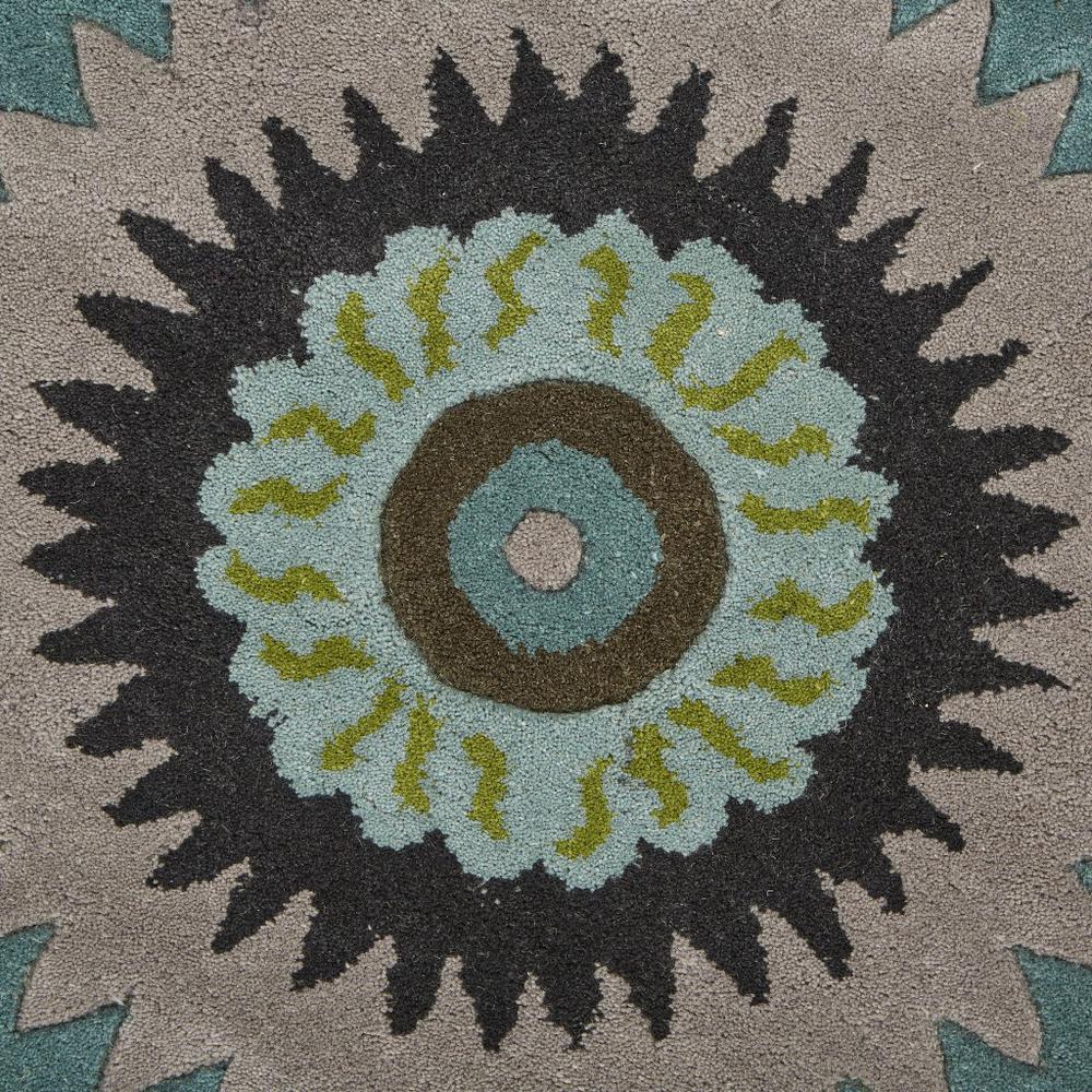 3’ Round Green Peacock Feather Area Rug Green. Picture 2