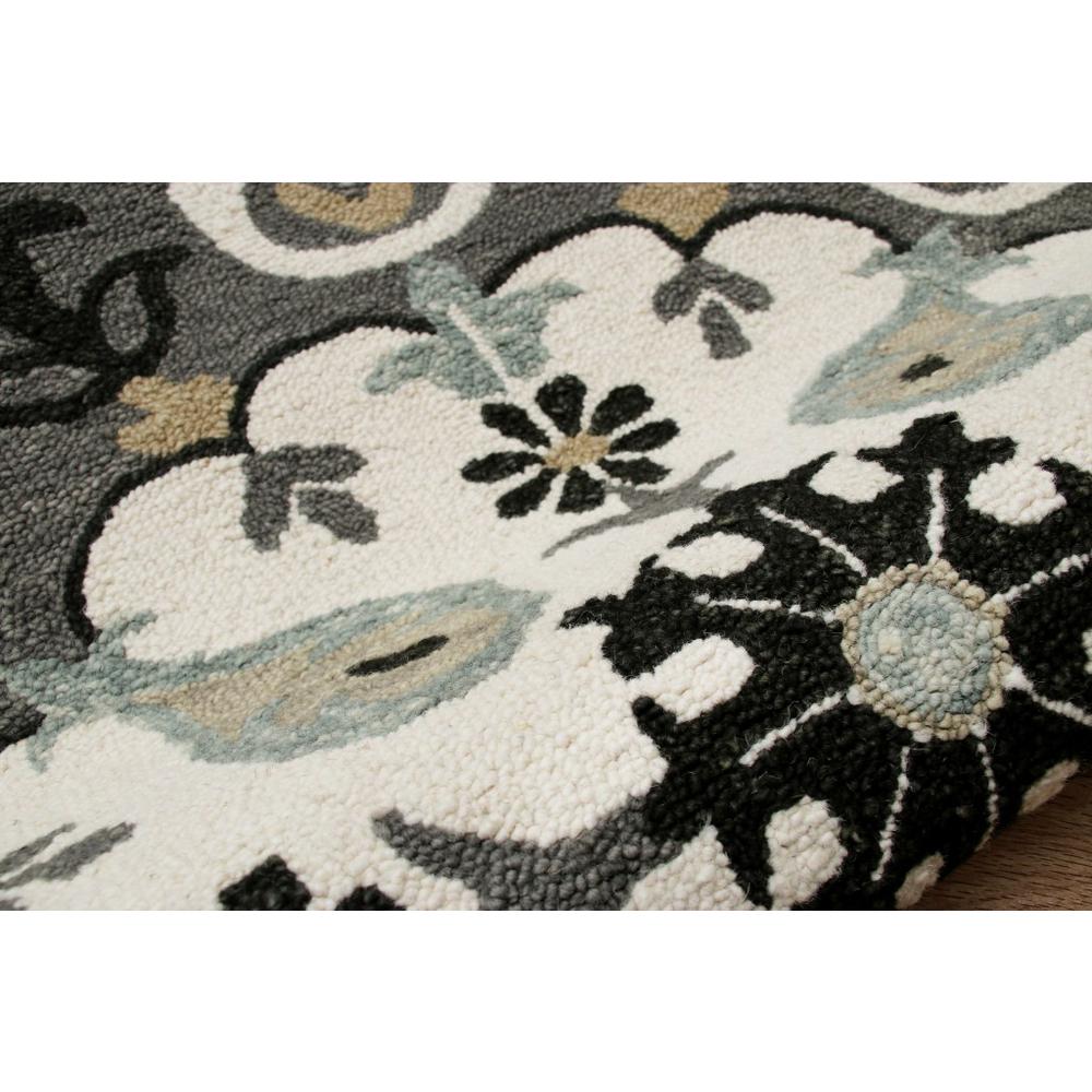 5’ Round Gray and White Floral Medallion Area Rug Gray. Picture 6