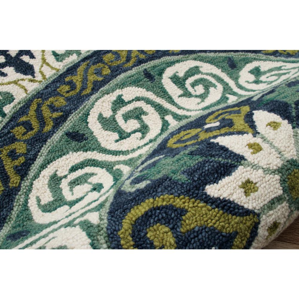 5’ Round Blue and Green Ornate Medallion Area Rug Multi. Picture 6
