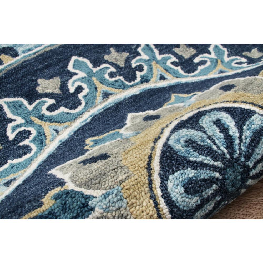 5’ Round Blue Floral Medallion Area Rug Blue. Picture 6