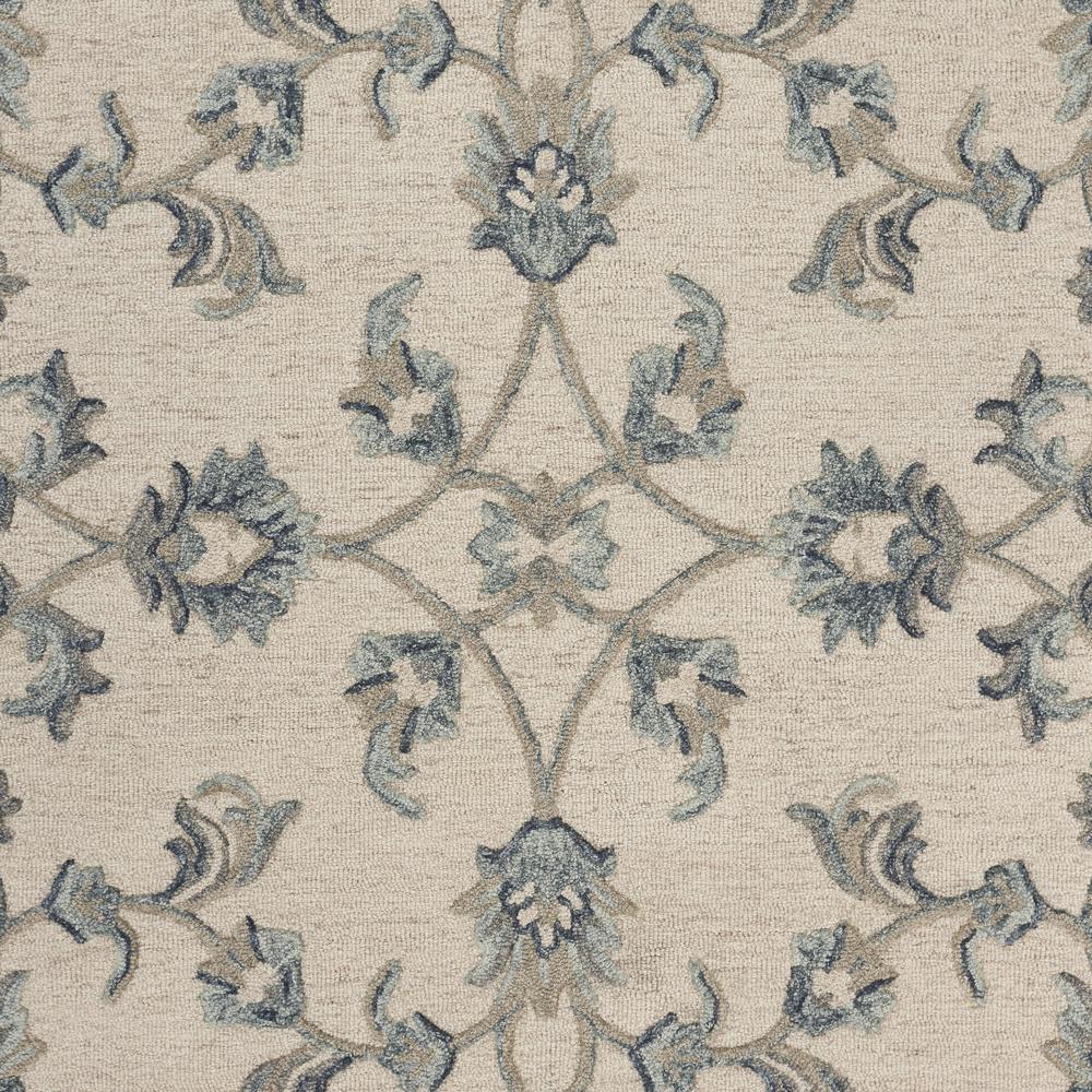 5’ x 7' Beige and Blue Filigree Area Rug Ivory/Light Blue. Picture 2
