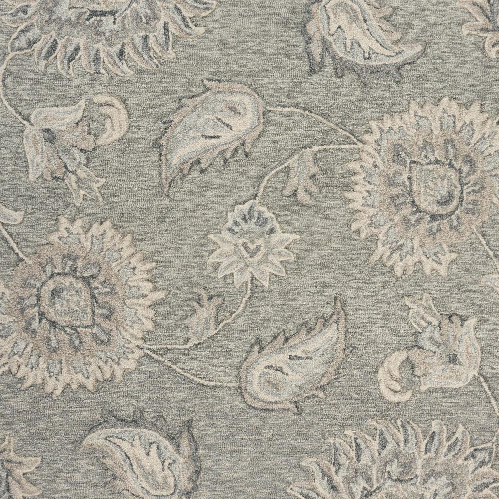 5’ Round Light Gray Floral Area Rug Gray/Blue. Picture 2