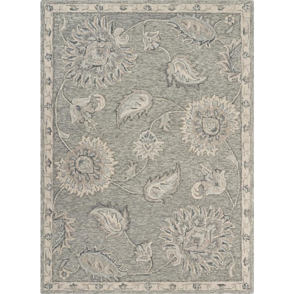 5’ x 7' Light Gray Floral Area Rug Gray/Blue. Picture 1
