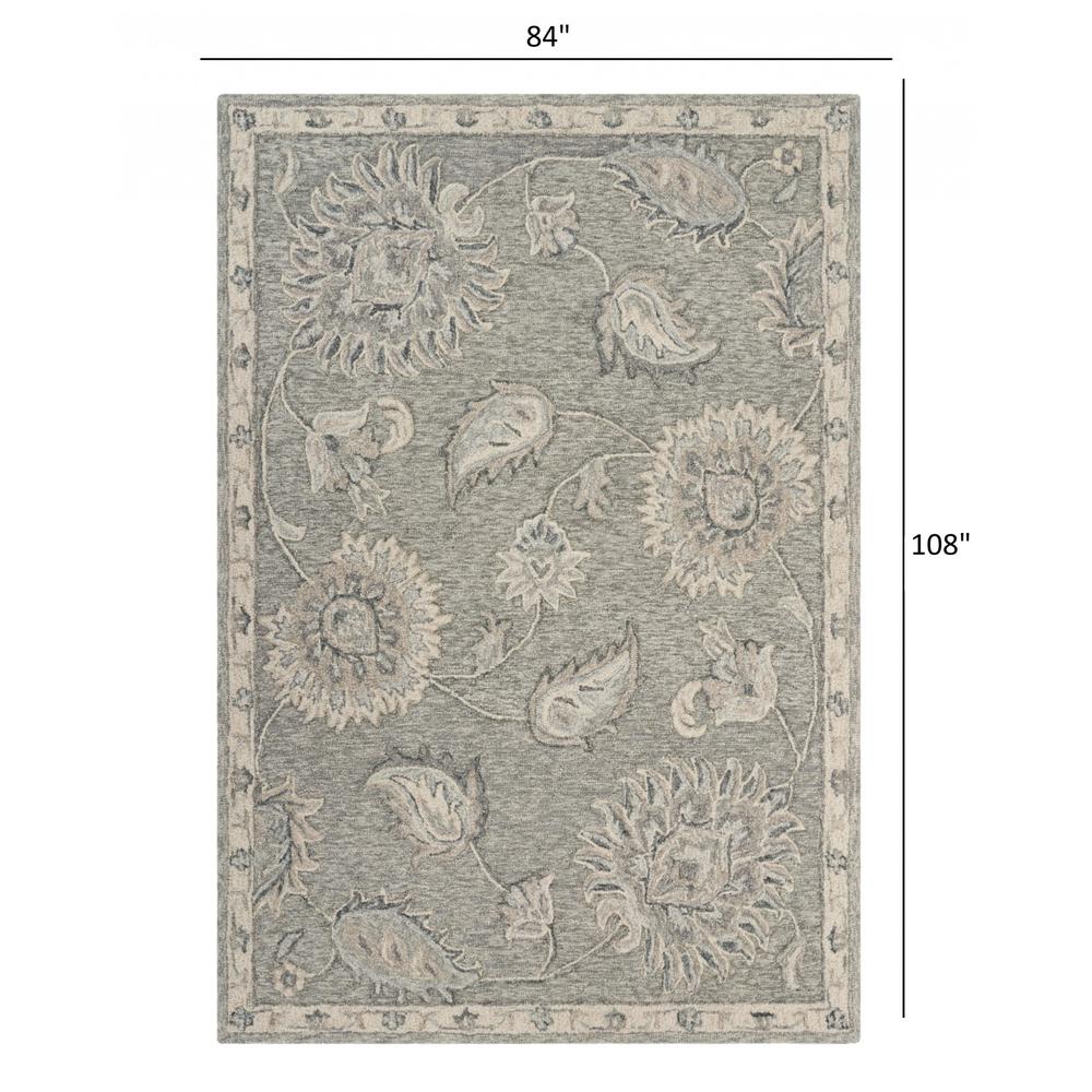 7’ x 9' Light Gray Floral Area Rug Gray/Blue. Picture 7
