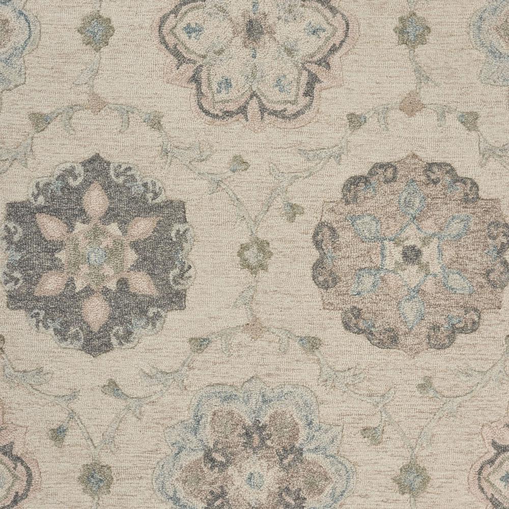 5’ x 7' Ivory Intricate Floral Area Rug Ivory/Light Blue. Picture 2