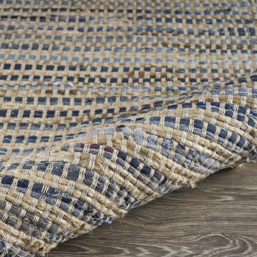 5’ x 7’ Blue and Beige Striped Area Rug Blue/Cream. Picture 5