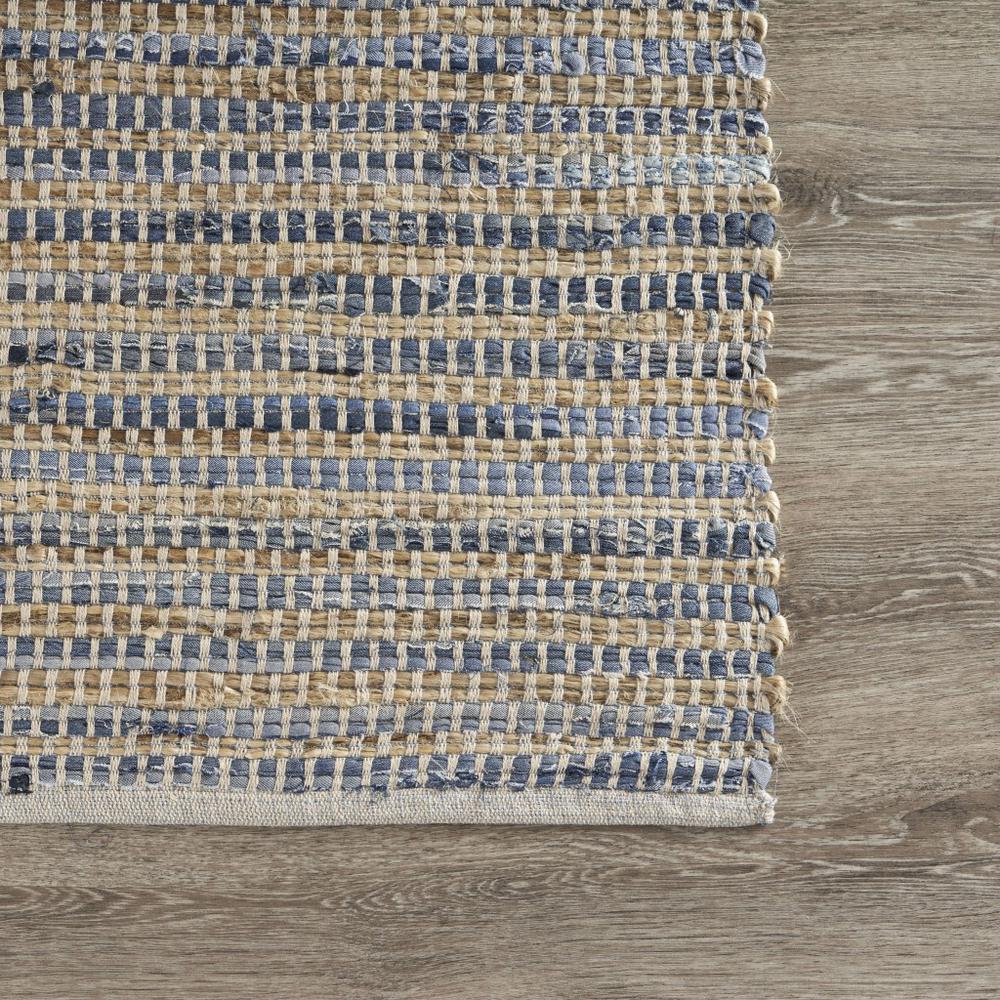 5’ x 7’ Blue and Beige Striped Area Rug Blue/Cream. Picture 6