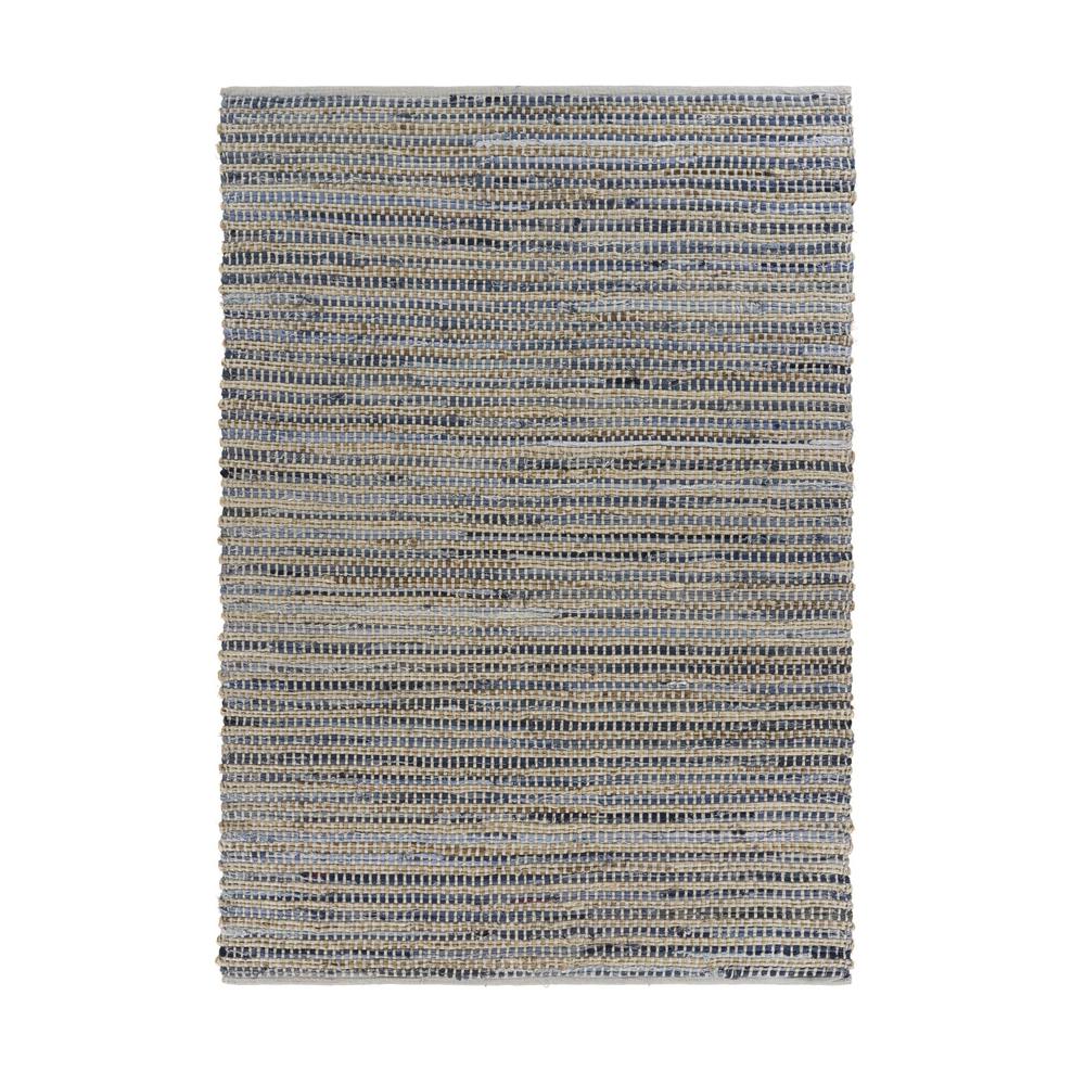 5’ x 7’ Blue and Beige Striped Area Rug Blue/Cream. Picture 8