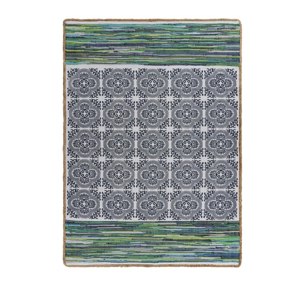 5’ x 7’ Blue and Green Chindi Area Rug Blue/Green. Picture 8