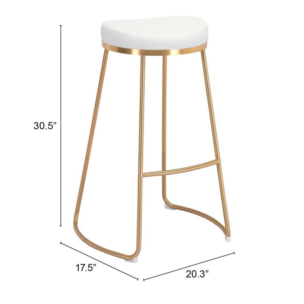 Bree Barstool (Set of 2) White & Gold White & Gold. Picture 8