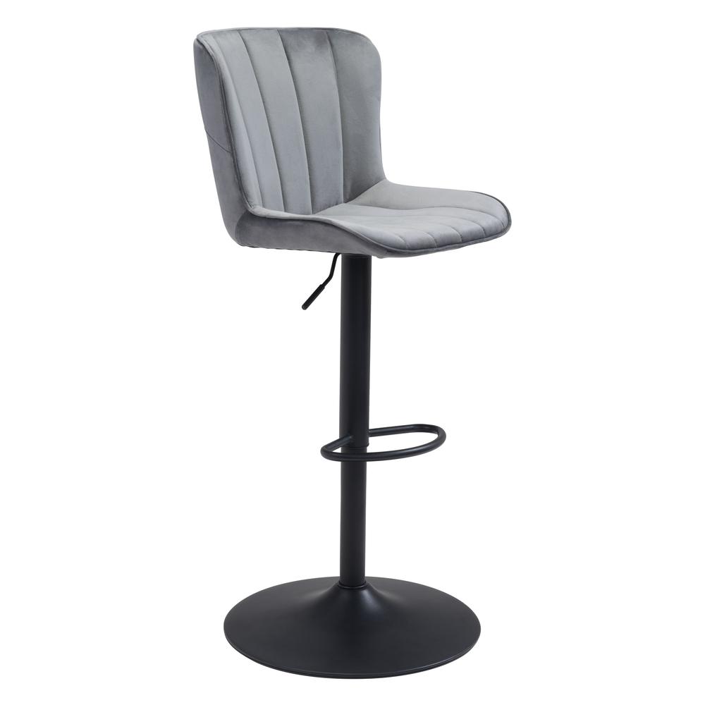 Tarley Bar Chair Gray Gray Velvet. Picture 1