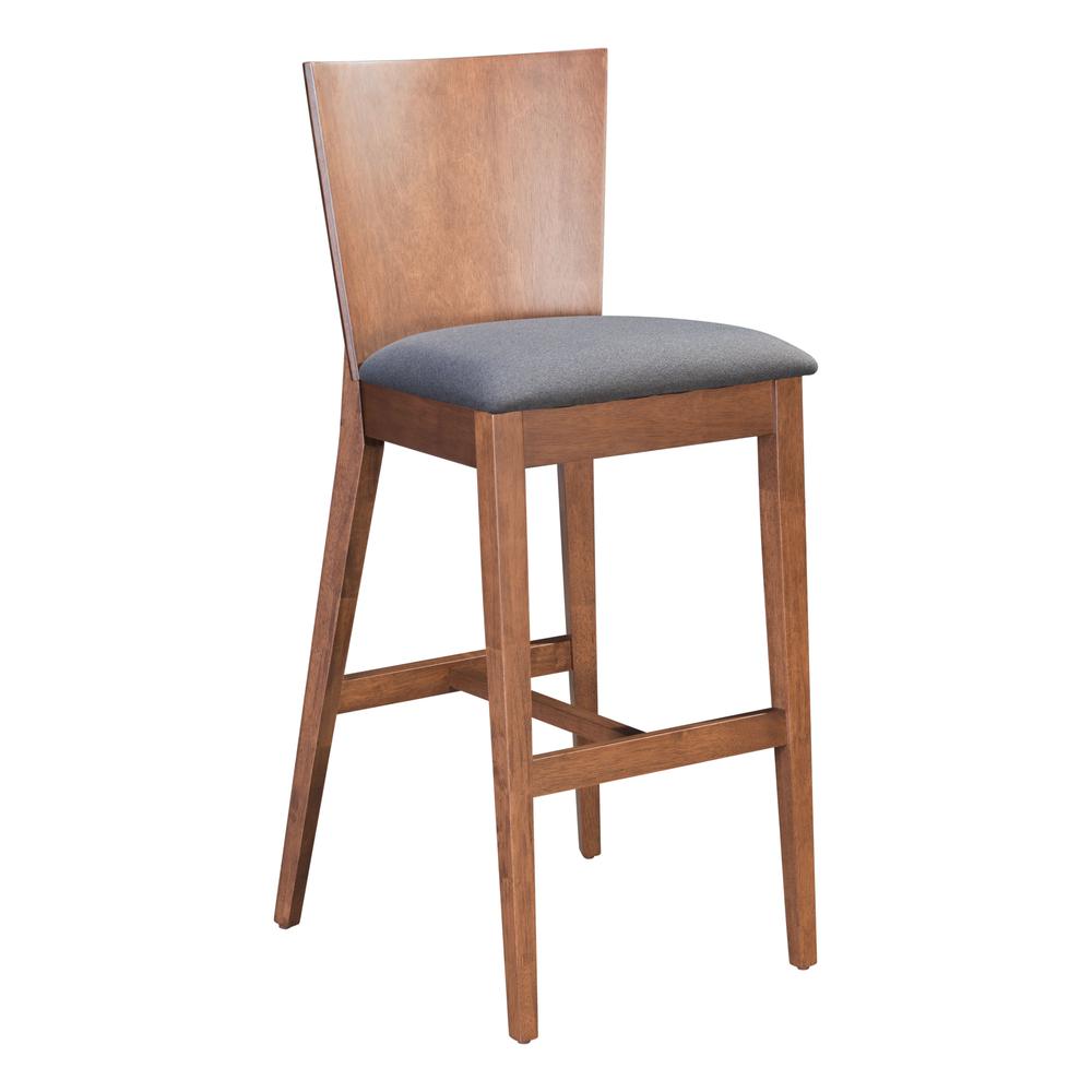 Ambrose Bar Chair (Set of 2) Walnut & Gray Walnut & Dark Gray. Picture 2