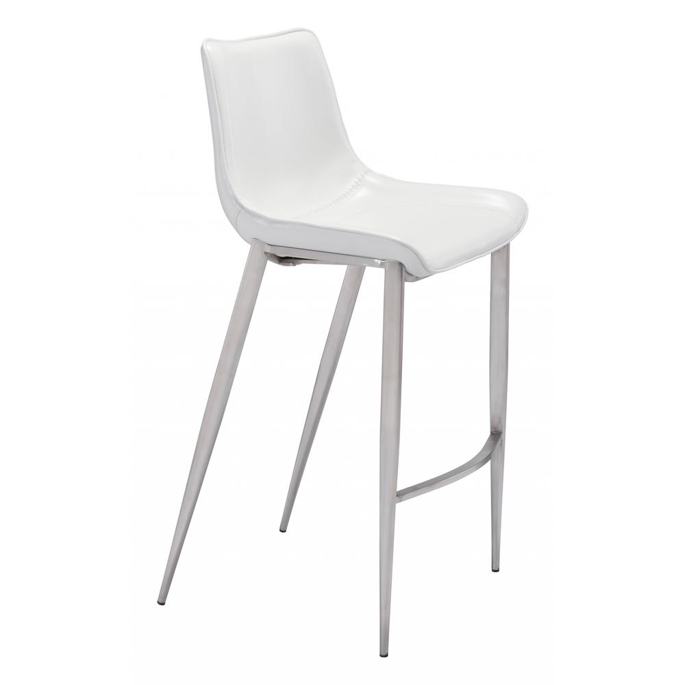 Magnus Bar Chair (Set of 2) White & Silver White & Silver. Picture 2