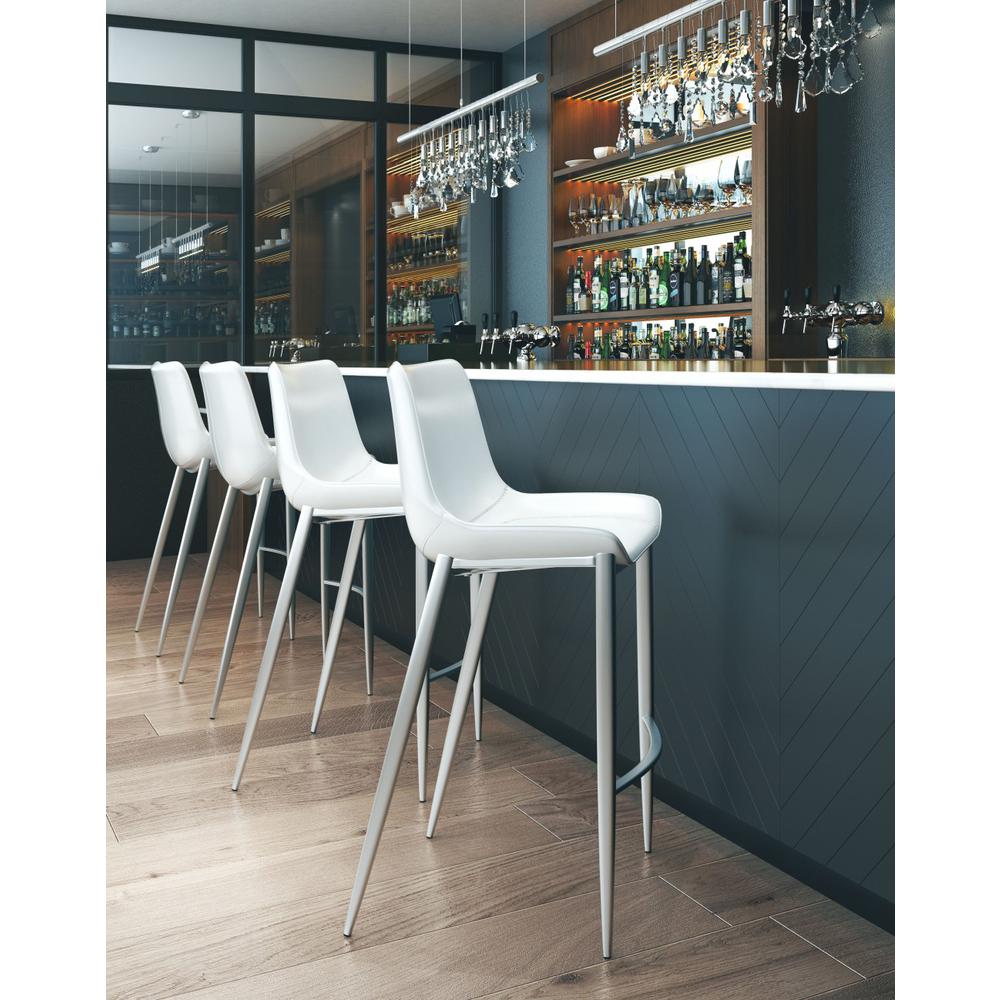Magnus Bar Chair (Set of 2) White & Silver White & Silver. Picture 8