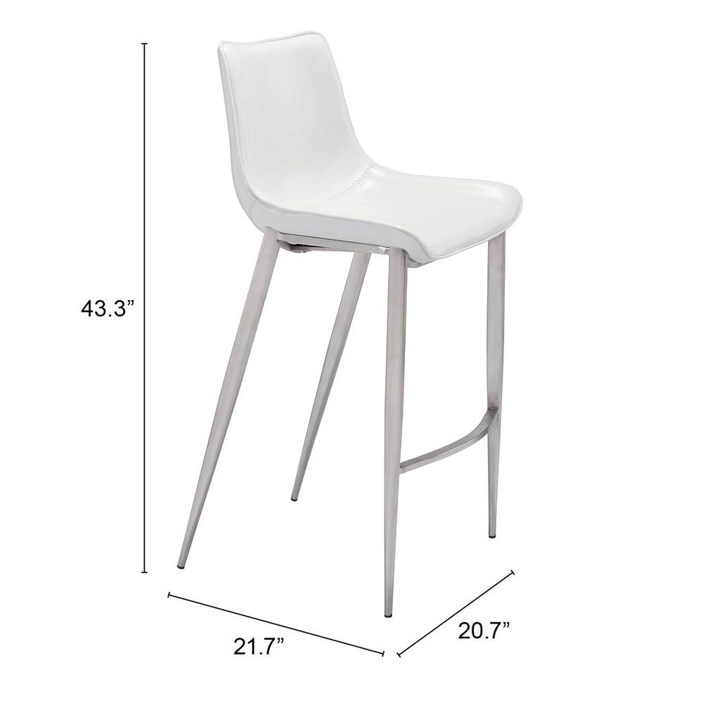 Magnus Bar Chair (Set of 2) White & Silver White & Silver. Picture 9