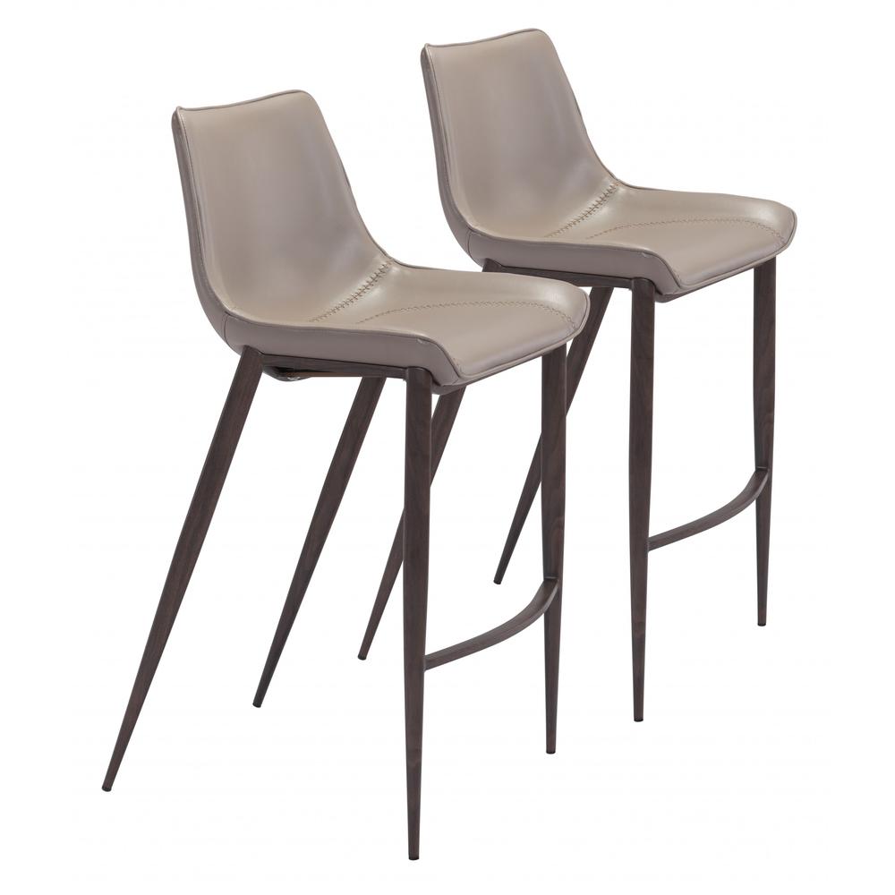 Magnus Bar Chair (Set of 2) Gray & Walnut Gray & Walnut. Picture 1
