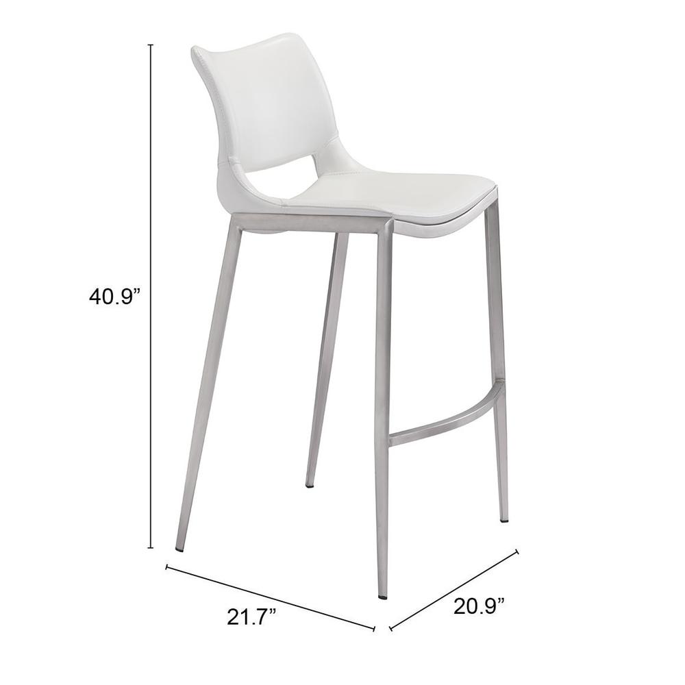 Ace Bar Chair (Set of 2) White & Silver White & Silver. Picture 9