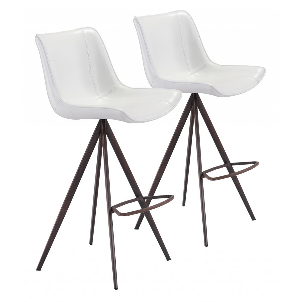Aki Bar Chair (Set of 2) White & Walnut White & Walnut. Picture 1