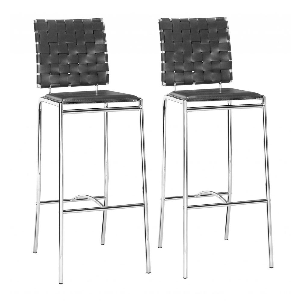 Criss Cross Bar Chair (Set of 2) Black Black. Picture 1