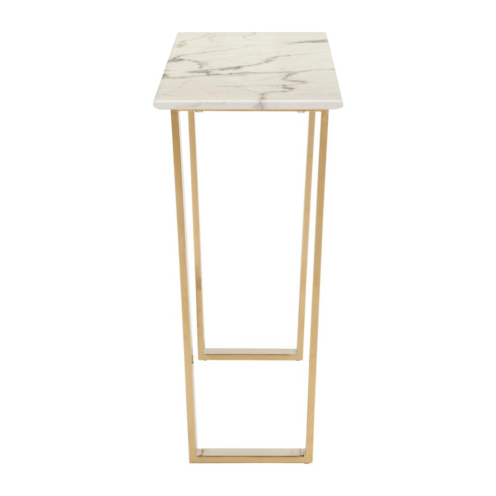 Designer's Choice White Faux Marble and Gold Console Table. Picture 2