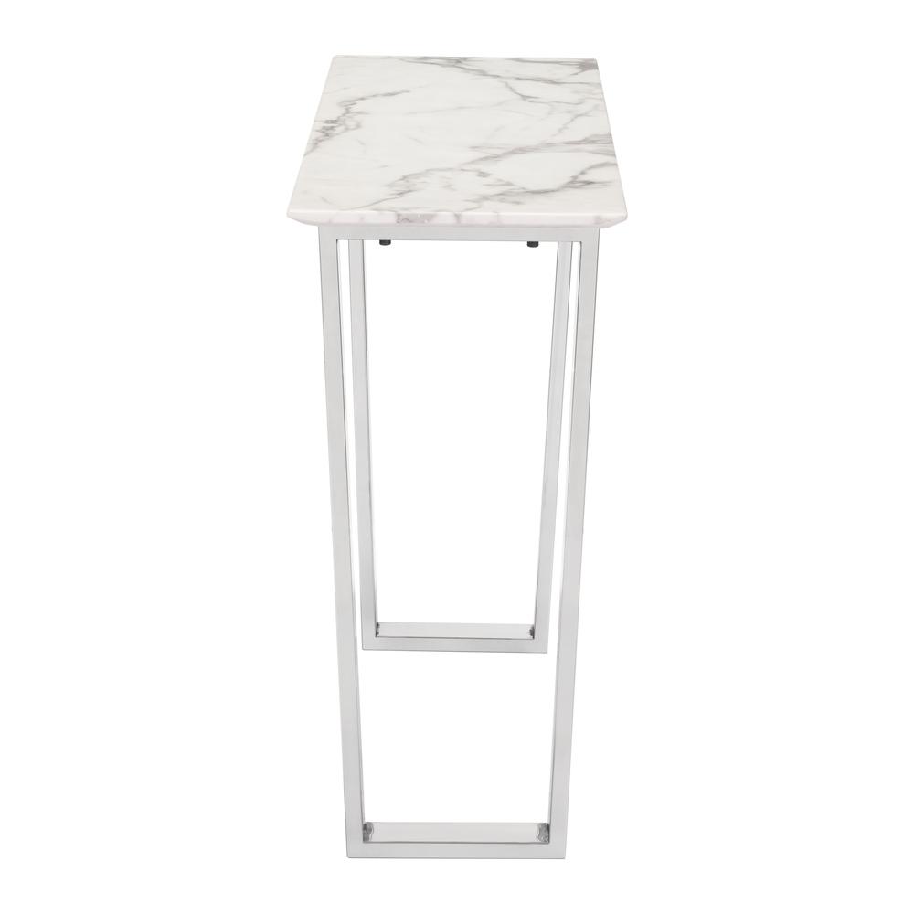 Designer's Choice White Faux Marble and Steel Console Table. Picture 2