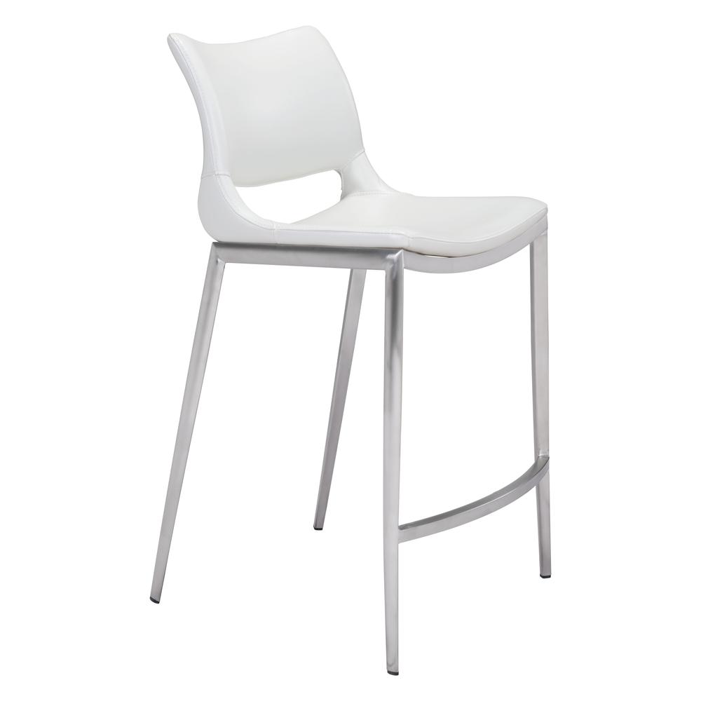 Ace Counter Chair (Set of 2) White & Silver White & Silver. Picture 2