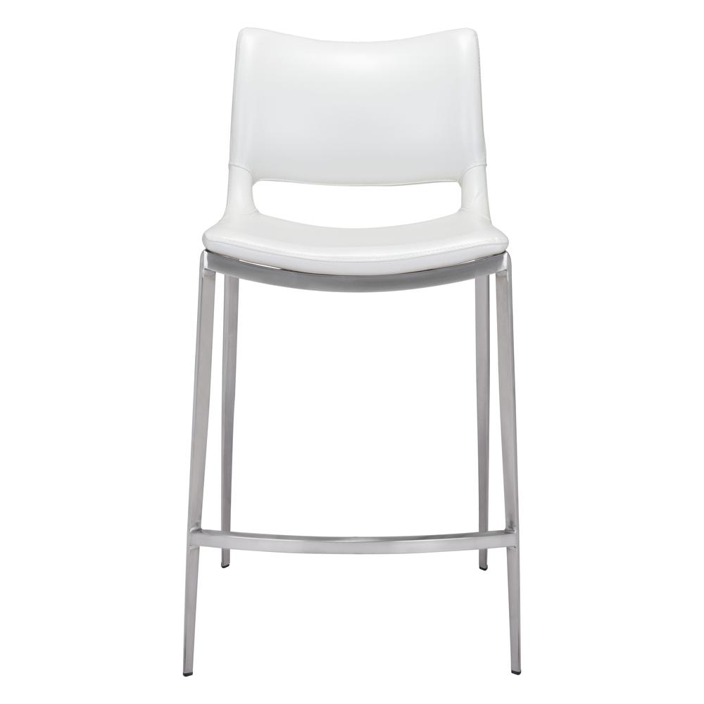 Ace Counter Chair (Set of 2) White & Silver White & Silver. Picture 4