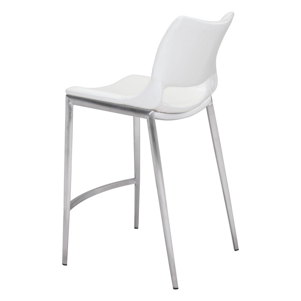 Ace Counter Chair (Set of 2) White & Silver White & Silver. Picture 6