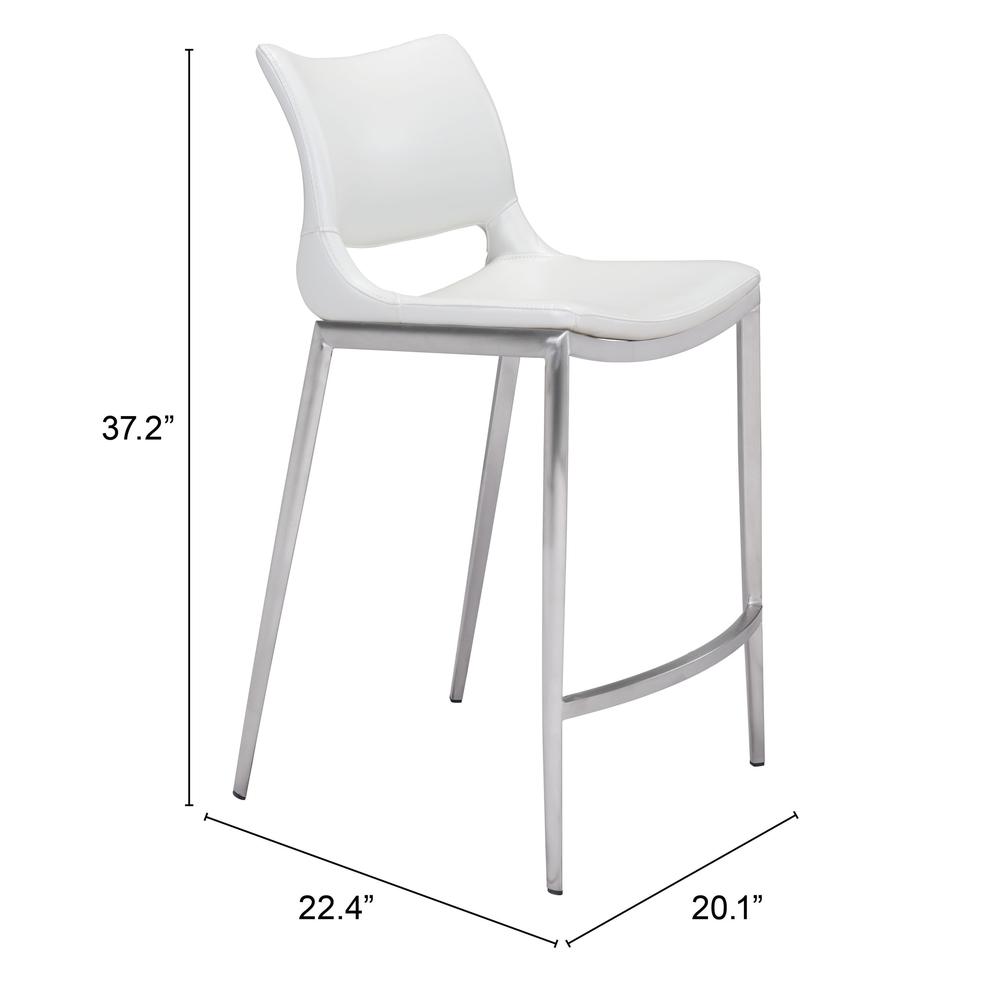 Ace Counter Chair (Set of 2) White & Silver White & Silver. Picture 8