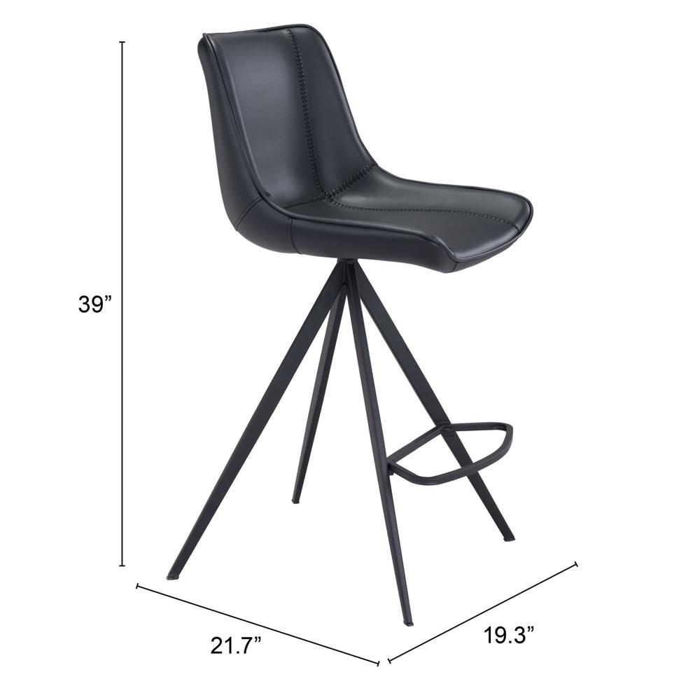 Aki Counter Chair (Set of 2) Black Black. Picture 8