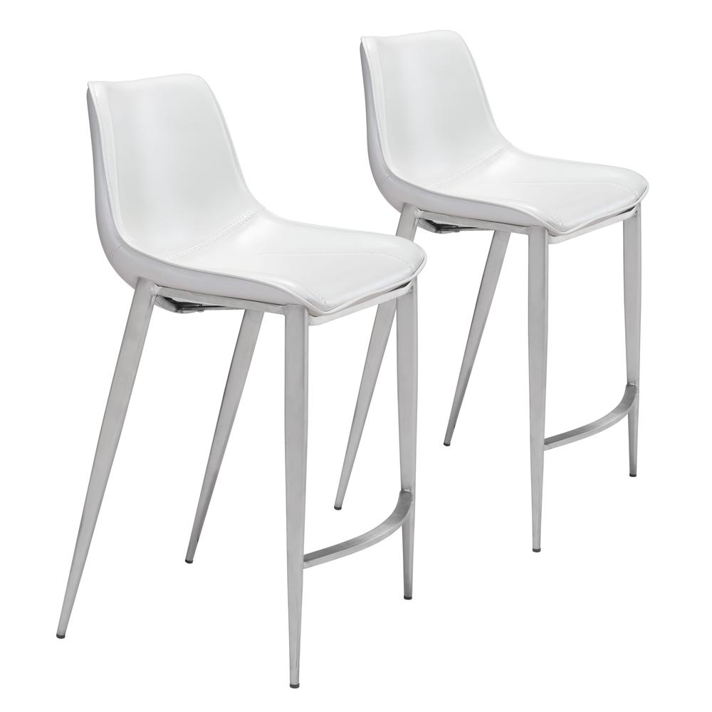 Magnus Counter Chair (Set of 2) White & Silver White & Silver. Picture 1