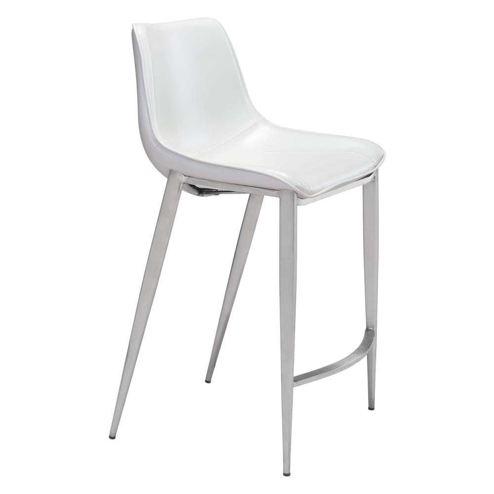 Magnus Counter Chair (Set of 2) White & Silver White & Silver. Picture 2