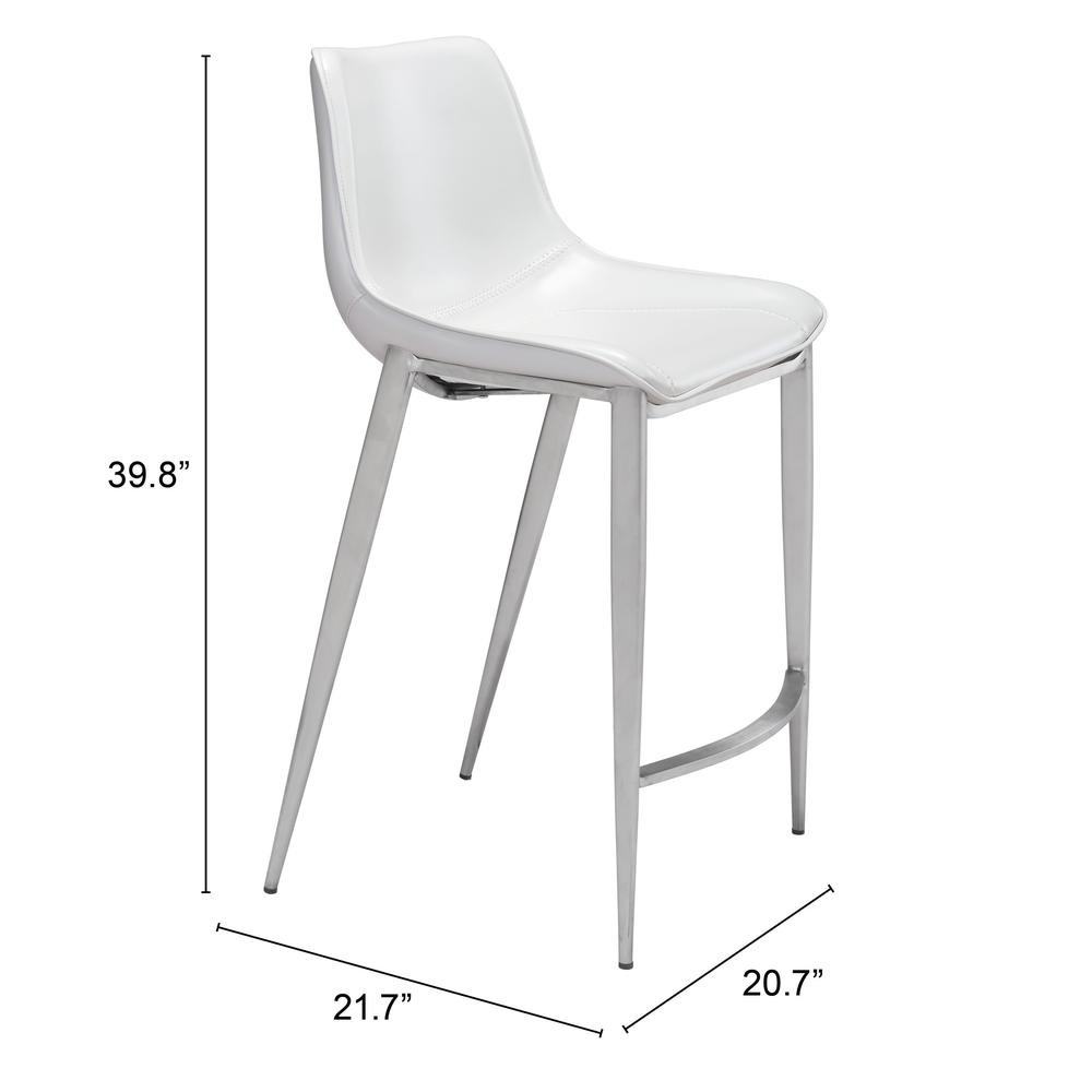 Magnus Counter Chair (Set of 2) White & Silver White & Silver. Picture 8