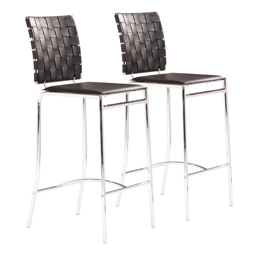 Criss Cross Counter Chair (Set of 2) Black Black. Picture 1
