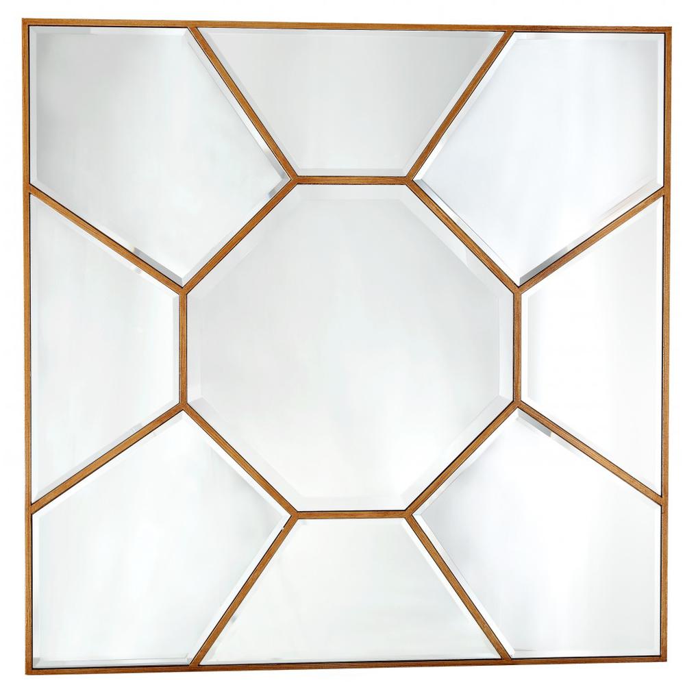 Gold Square Accent Metal Mirror. Picture 1