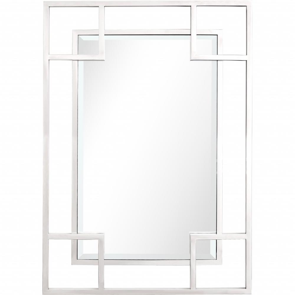 Silver Rectangle Accent Metal Mirror. Picture 1