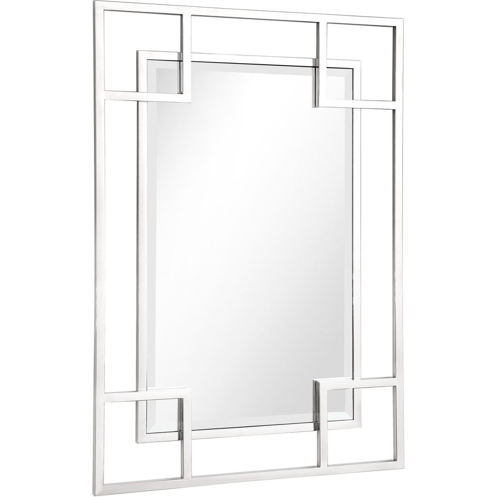 Silver Rectangle Accent Metal Mirror. Picture 2