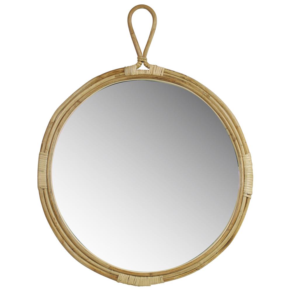 Round Bamboo Wall Mirror Natural. Picture 1