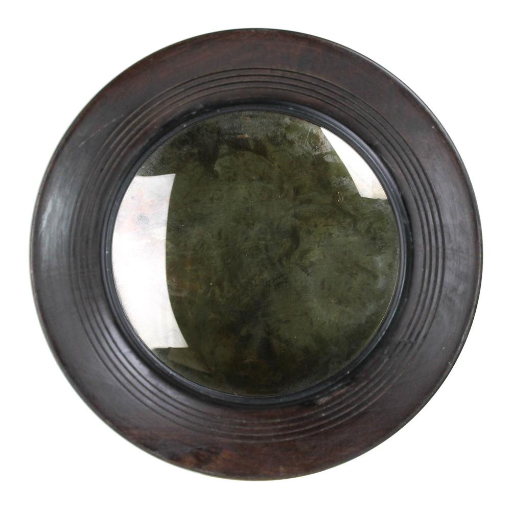 Dark Brown Wooden Convex Mirror Espresso. Picture 1