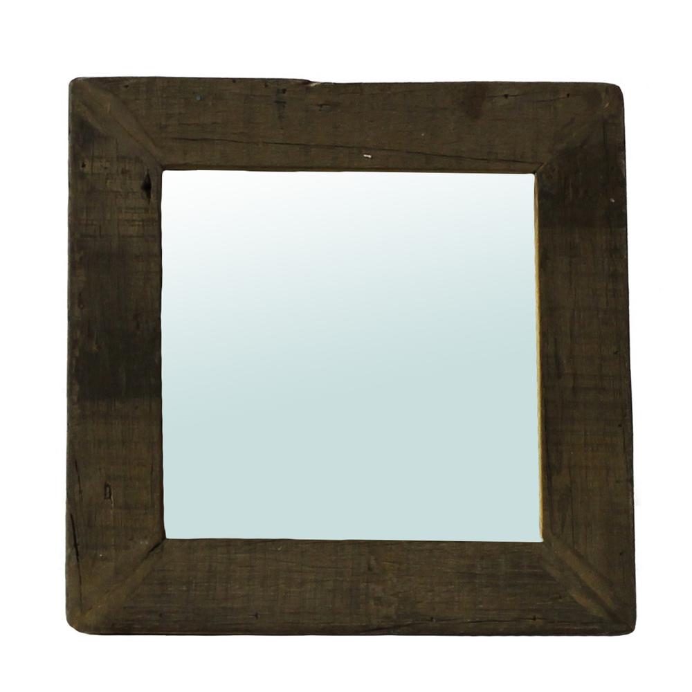 Petite Dark Brown Reclaimed Wood Wall Mirror Natural. Picture 1