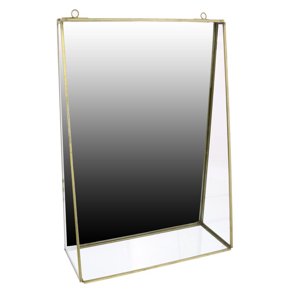 Jumbo Gold Metal Vanity Mirror with Shelf Gold. Picture 1