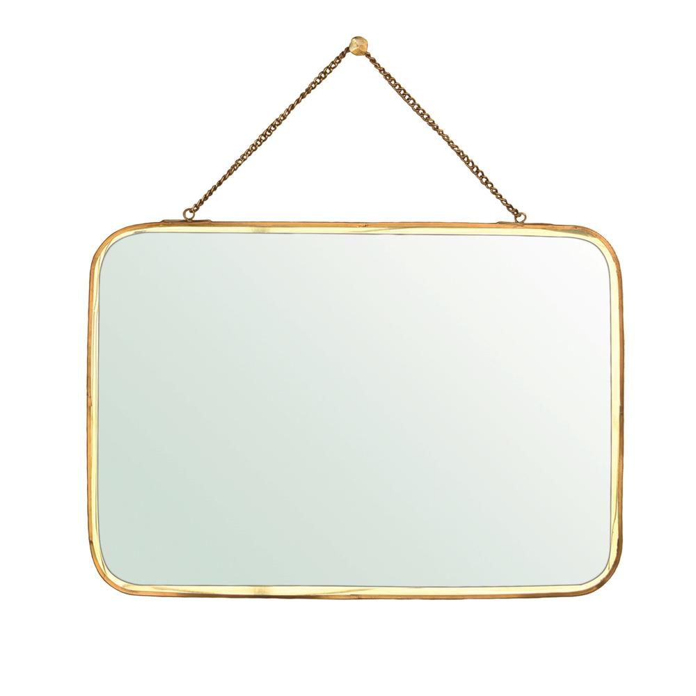 Gold Metal Horizontal Wall Mirror Gold. Picture 1