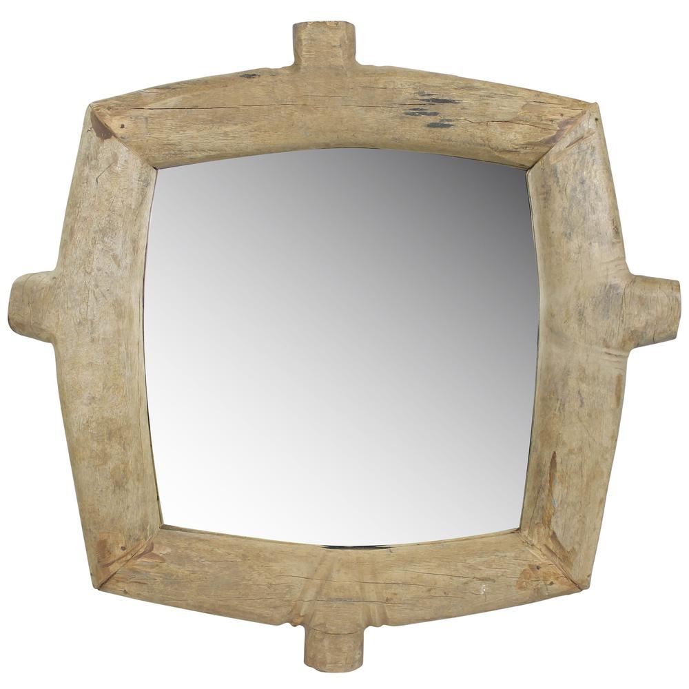 Natural Wooden Square Wall Mirror Natural. Picture 1