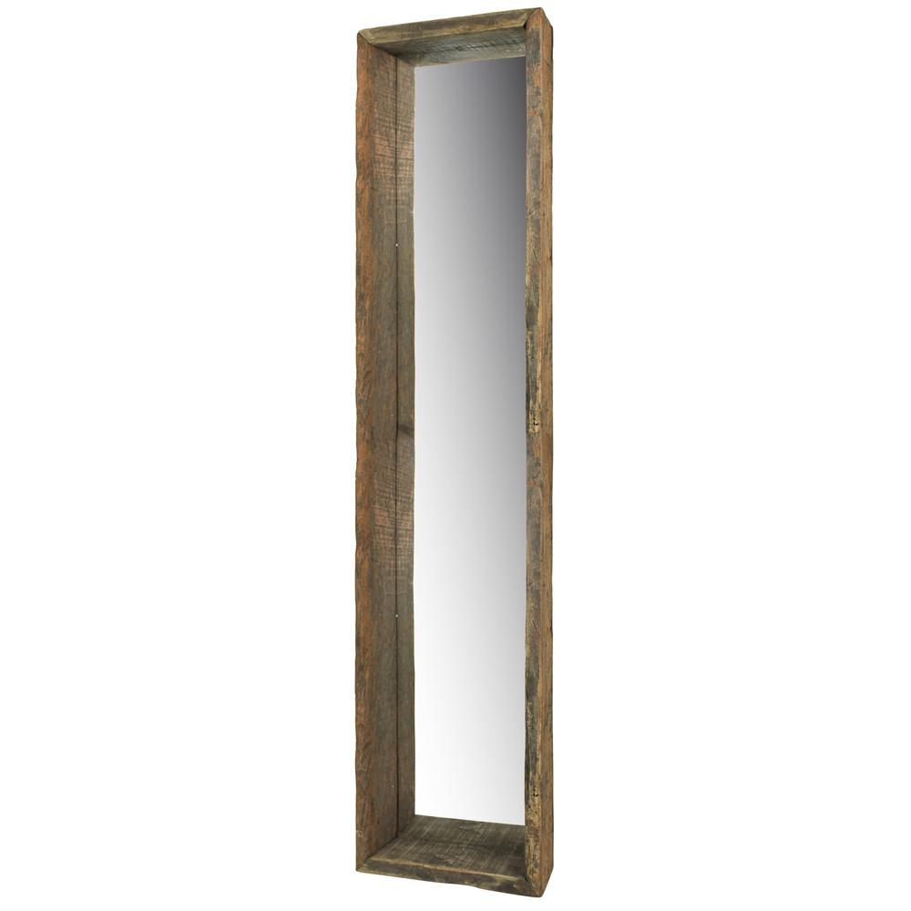 Wooden Mirrored Shelf Natural. Picture 1