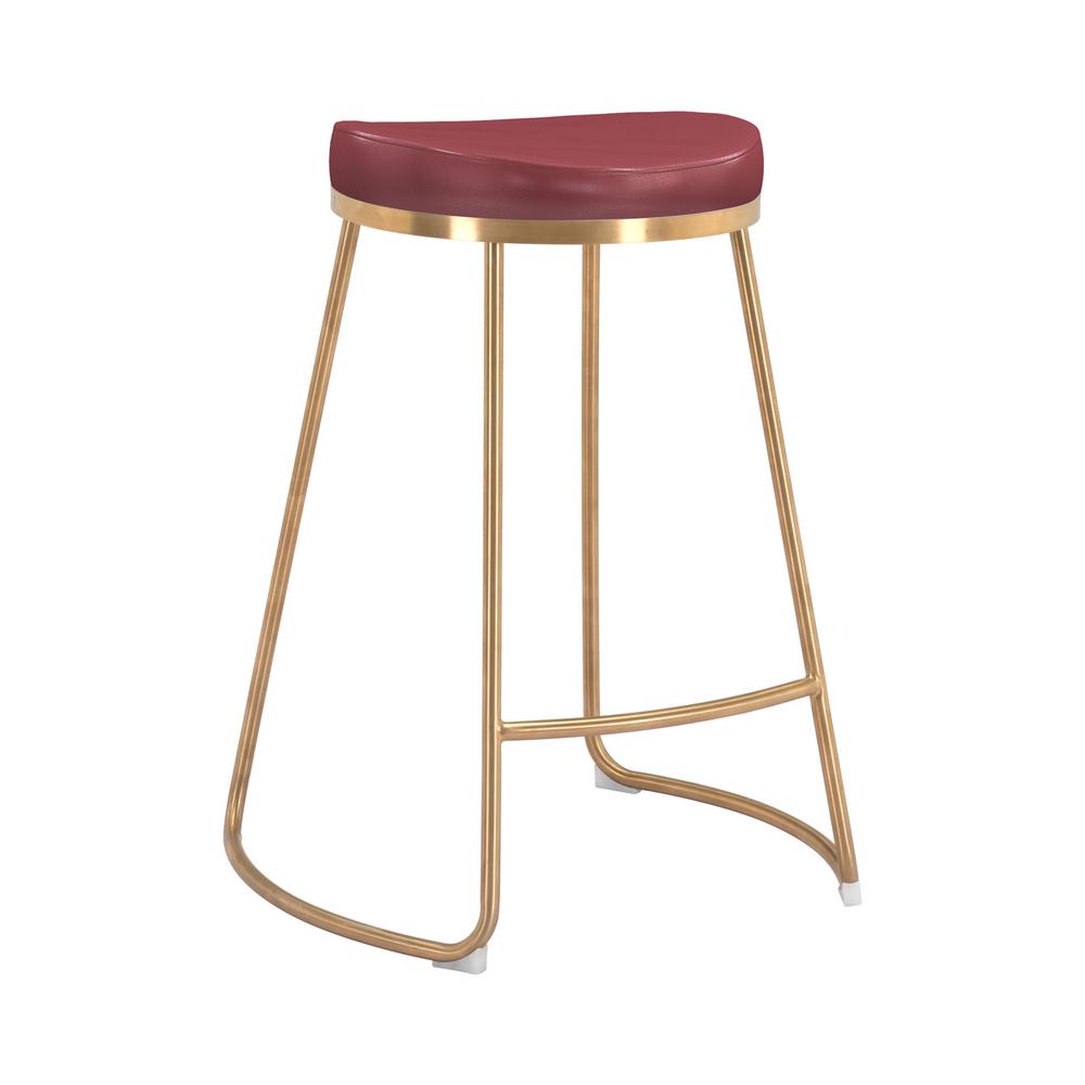 Bree Counter Stool (Set of 2) Burgundy & Gold Burgundy & Gold. Picture 2